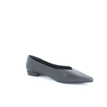 Load image into Gallery viewer, Black minimalist Kiril pump flat shoe with faux leather and sleek design, perfect for casual and formal outfits.