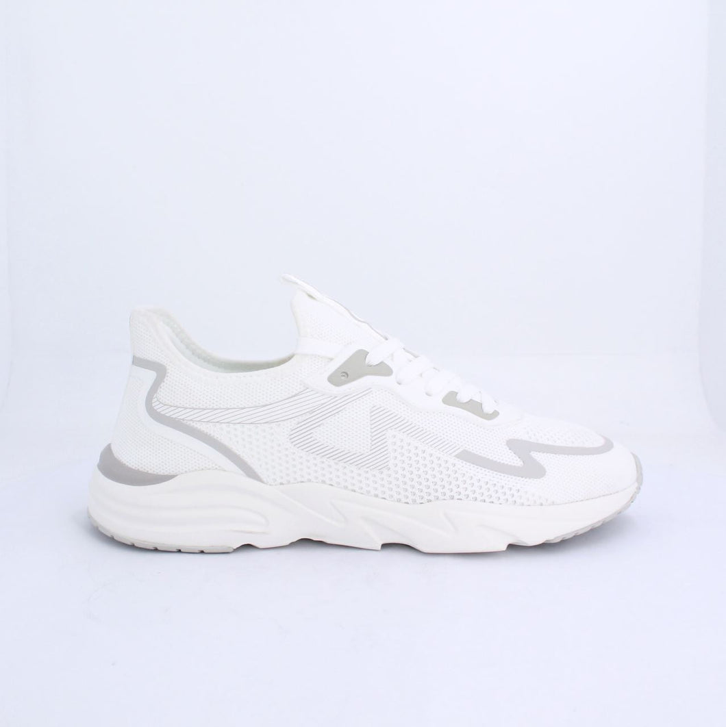 LECLERC MENS LACEUP TRAINERS-WHITE