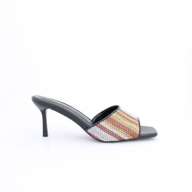 ESTAR STILETTO MID-HEEL SANDALS - BLACK