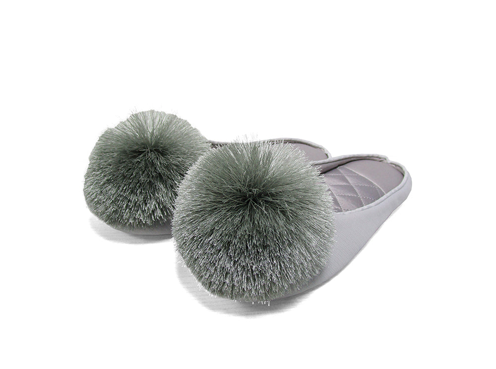 HOME SLIPPER POM POM-SILVER