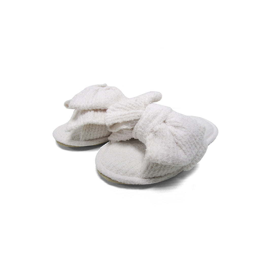 HOME SLIPPER BOW-WHITE