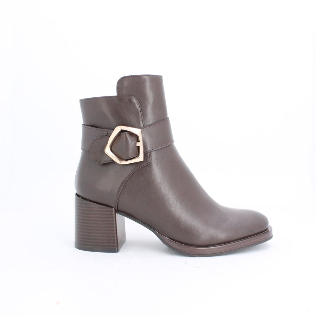 EMILYA ANKLE-HEIGHT BLOCK HEELS SOCK BOOTS - DARK BROWN