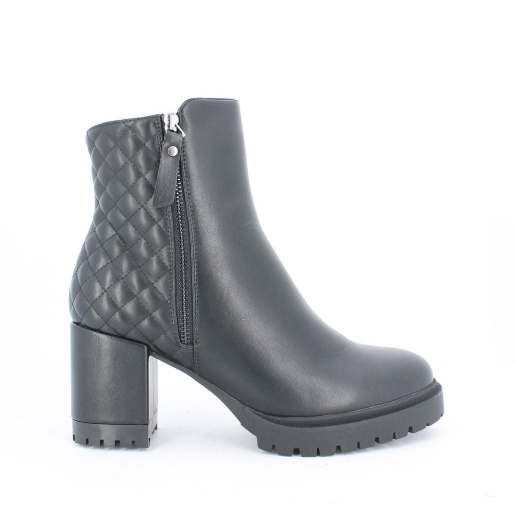 KAMILYAH ANKLE-HEIGHT PLATFORM BLOCK HEELS BOOTS - BLACK