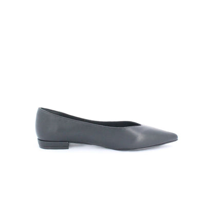 Sleek black Kiril pump style shoe in faux leather with minimalist design and low heel, perfect for casual or formal wear.
